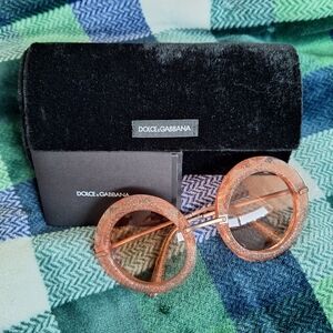 Dolce & Gabbana Round Glitter Sunglasses with Case